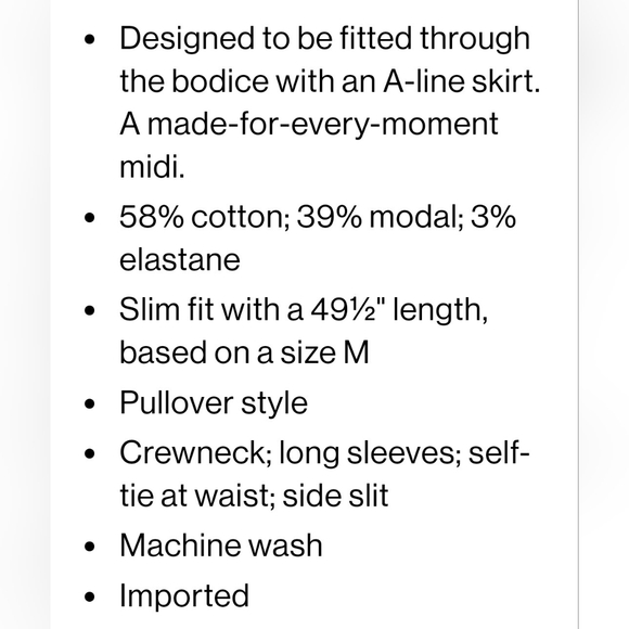 🤍Club Monaco Long Sleeve Rib Knit Midi Dress🤍 - Picture 6 of 11